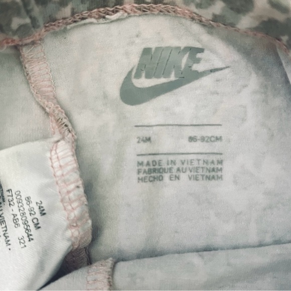 Nike Leopard Print Leggings pull-on elastic waist grey echo pink Girls 24 Mo - Picture 6 of 8